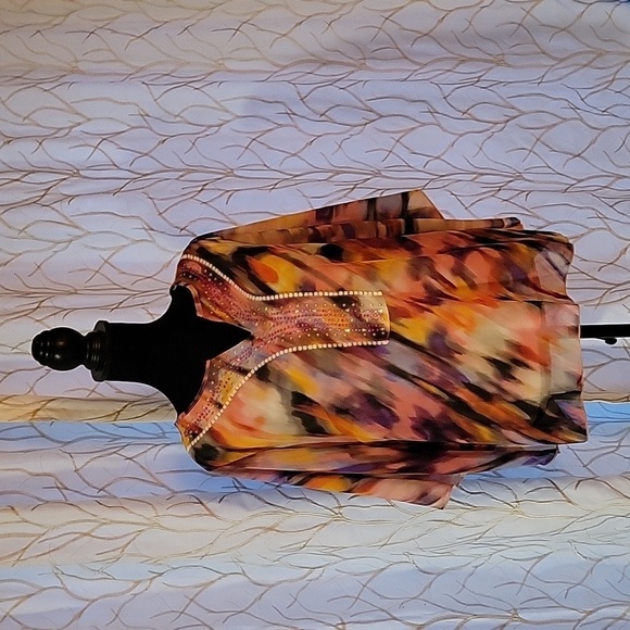 NWT NY Collection Women's Abstract Gemstone Blouse - Picture 1 of 13